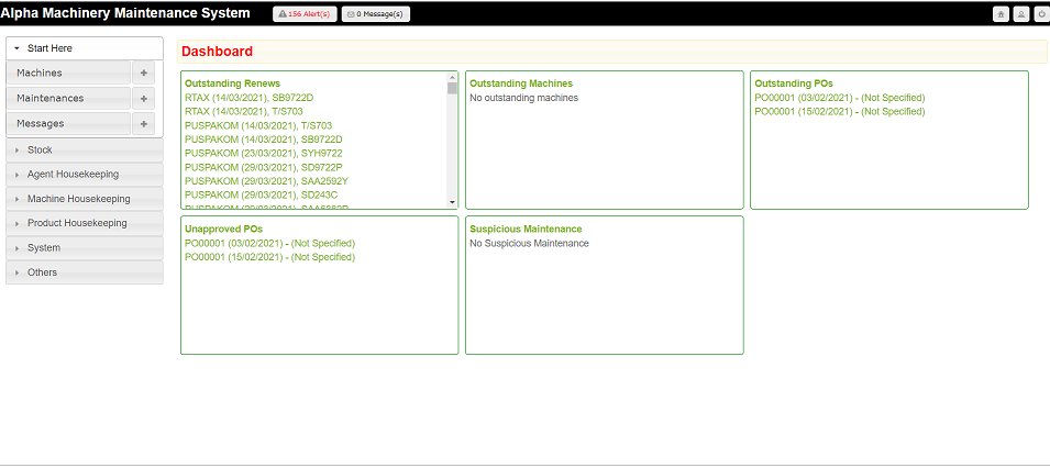 Machinery Maintenance System